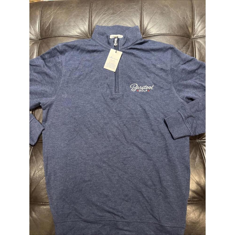 Peter Millar Barstool Golf Pullover Size S Blue 1/4 Zip Long Sleeve New
